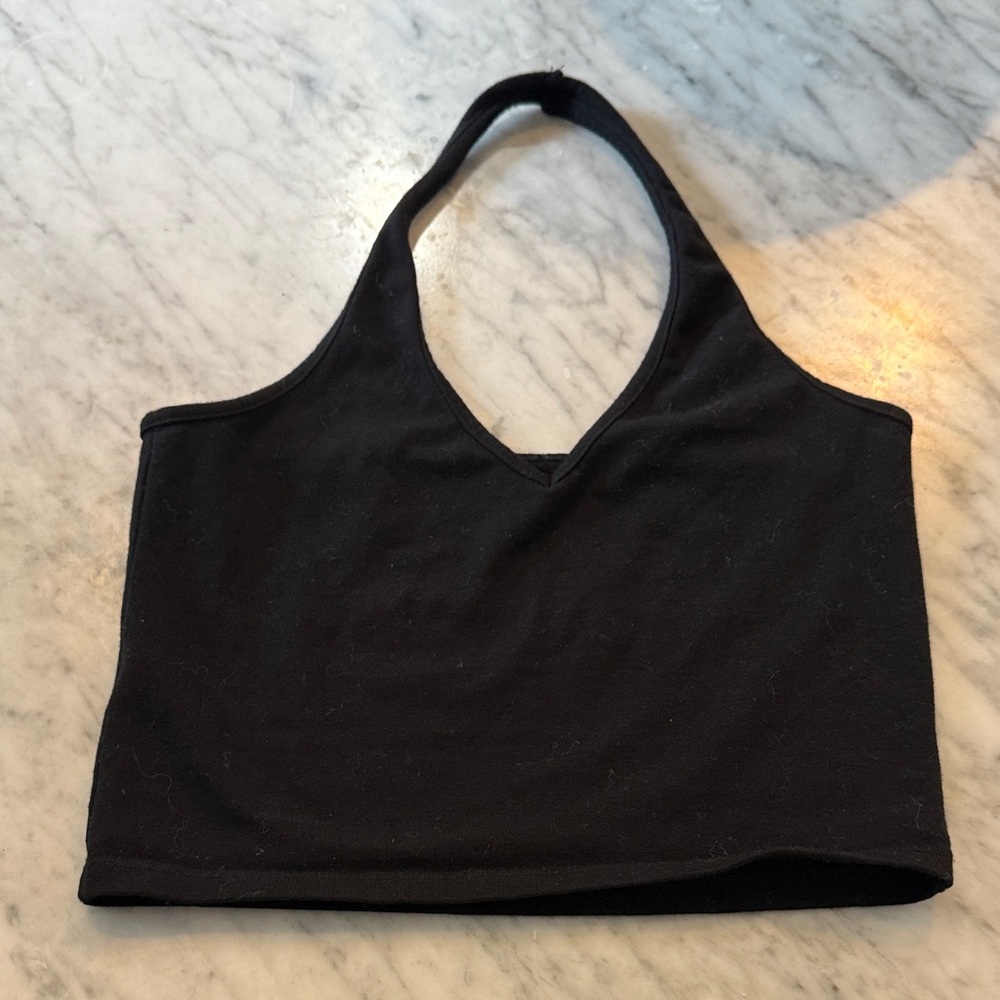 Brandy Melville Black Halter Crop Top